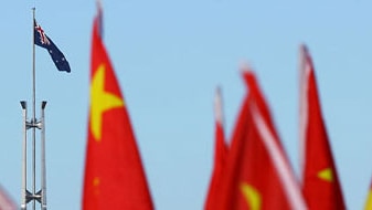 Chinese flags in front of the Australian flag in Canberra (File image)