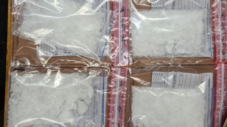 Packages of clear crystals allegedly the drug ice