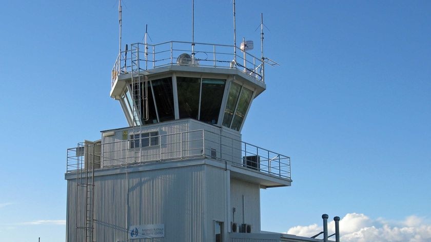 Launceston airport control tower in northern Tasmania.