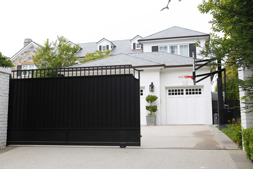 The front gate of LeBron James' LA home