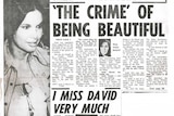 Newspaper article with photo of Morosi and headline 'The crime' of being beautiful.