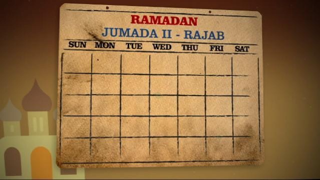 Graphic image of a calendar month with text label re "Ramadan"