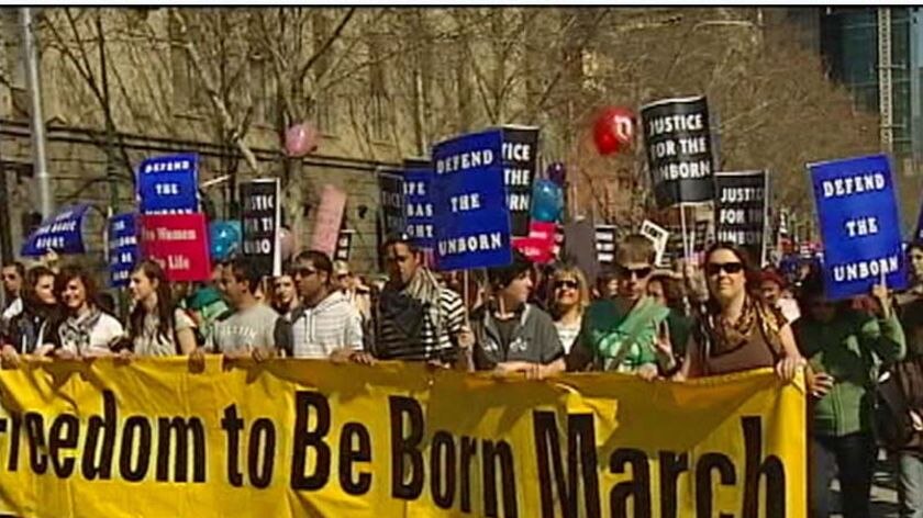 File photo: Anti-abortion protest in Melbourne (ABC TV)