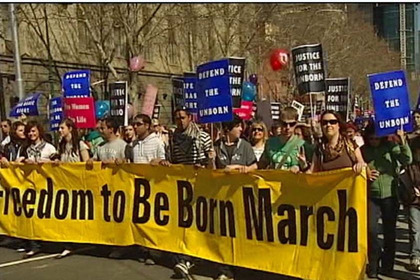 File photo: Anti-abortion protest in Melbourne (ABC TV)