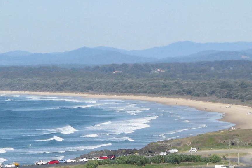 Looking south from Coffs harbour along a stretch of coastline popular with Airbnb renters.