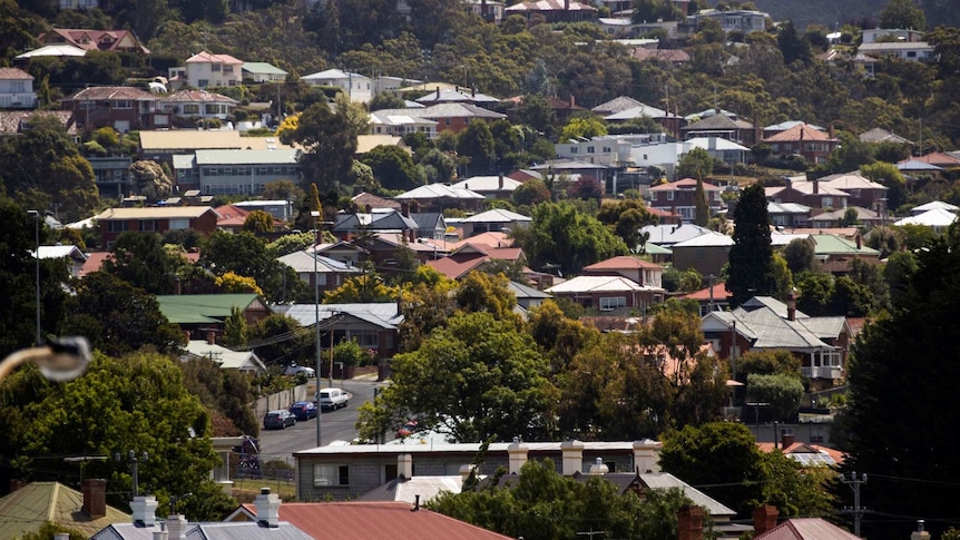 Houses in an unidentified suburb of Hobart.