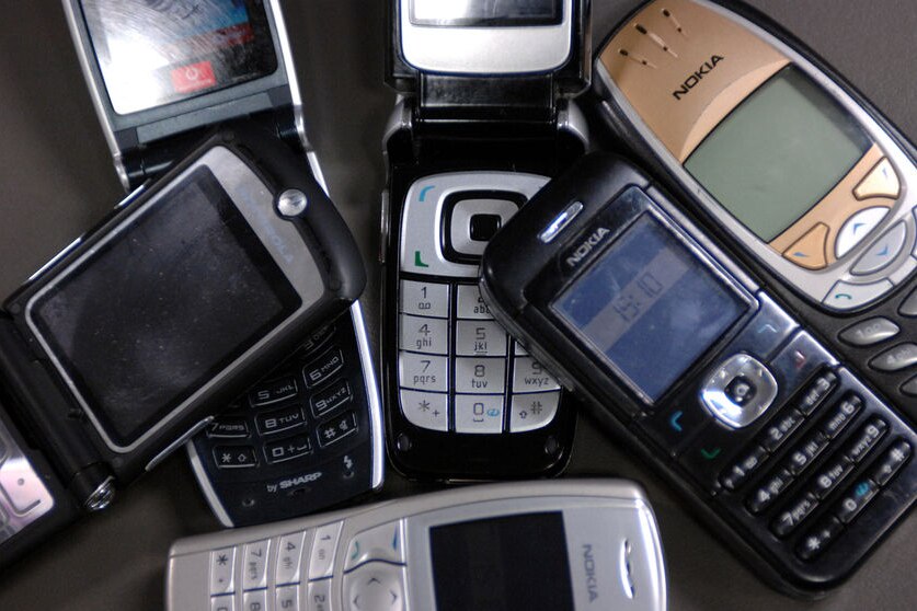 Various mobile phones clustered together