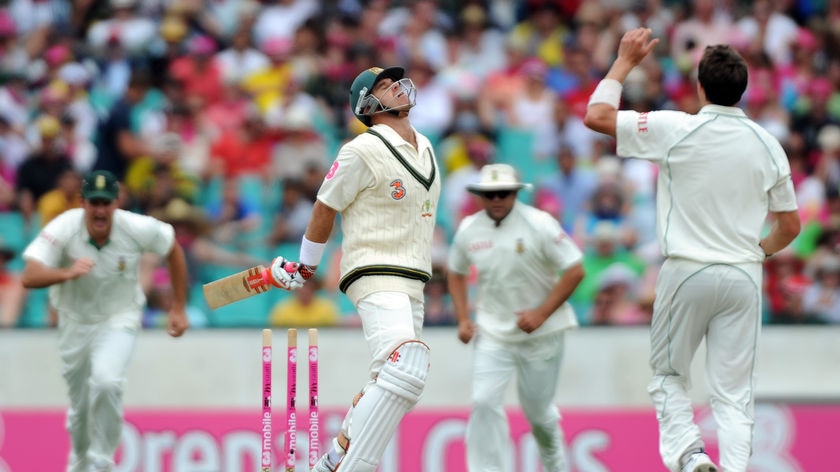 Matthew Hayden bowled for 31 in the first innings at the SCG.