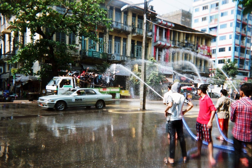 Yangon Street during Water Festival
