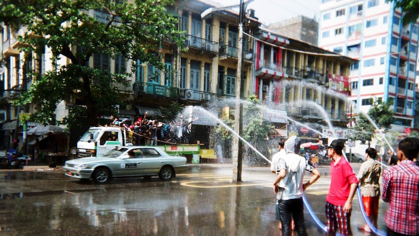 Yangon Street during Water Festival