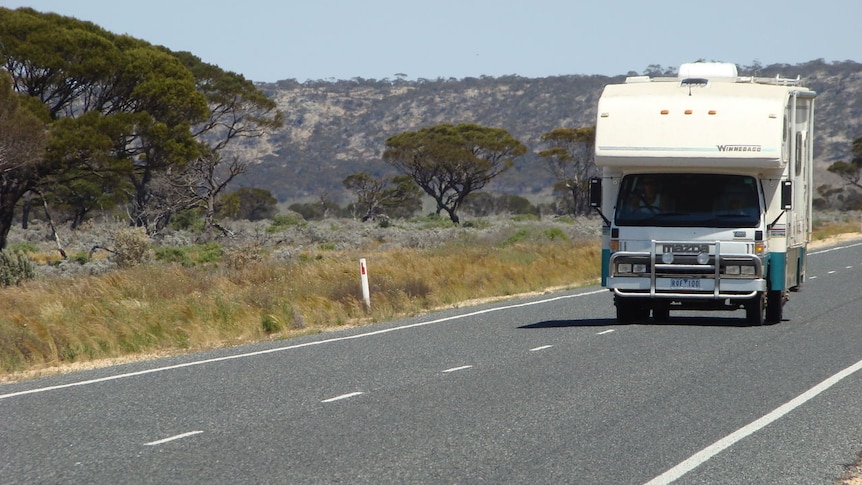 A winnebago on the Eyre highway