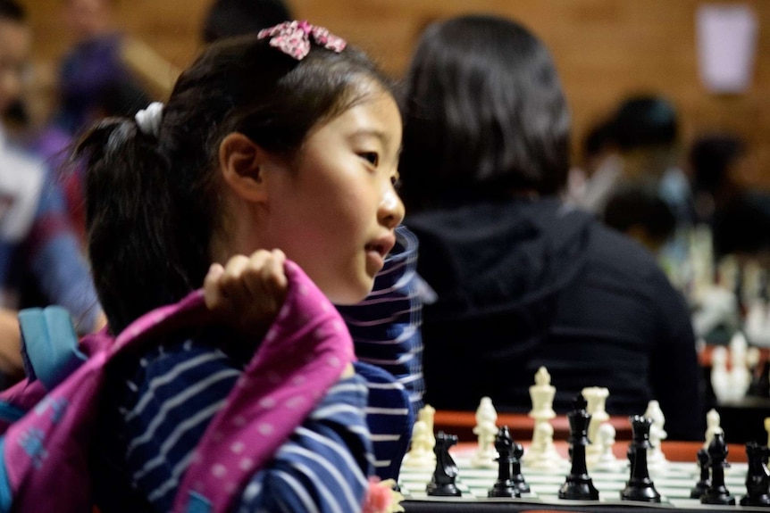 A young girl at the chess tournament in Sydney
