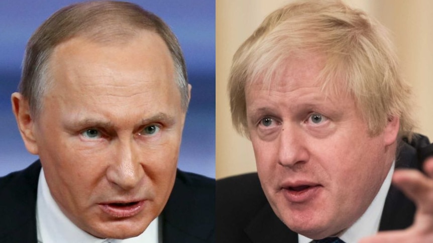 Composite image of Vladimir Putin and Boris Johnson