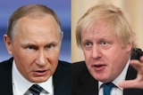 Composite image of Vladimir Putin and Boris Johnson
