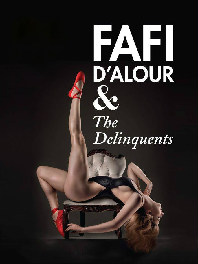 Fiona, aka Fafi D'Alour, drapes herself over a chair