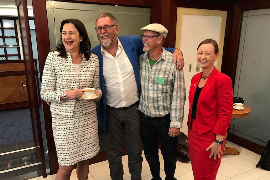 Alan Raabe (second from left) with Queensland Premier Annastascia Palaszczuk and Attorney-General Yvette D'ath