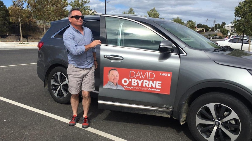 Returning Franklin Labor MP David O'Byrne getting out of his car.