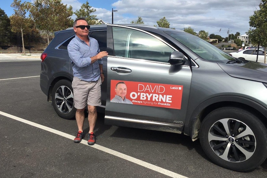 Returning Franklin Labor MP David O'Byrne getting out of his car.