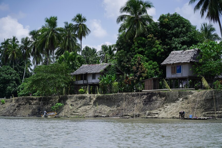 Homes on the riverbank.