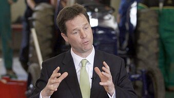 British Liberal Democrat leader Nick Clegg speaks to students at the Wiltshire College in western England on April 20, 2010. ...