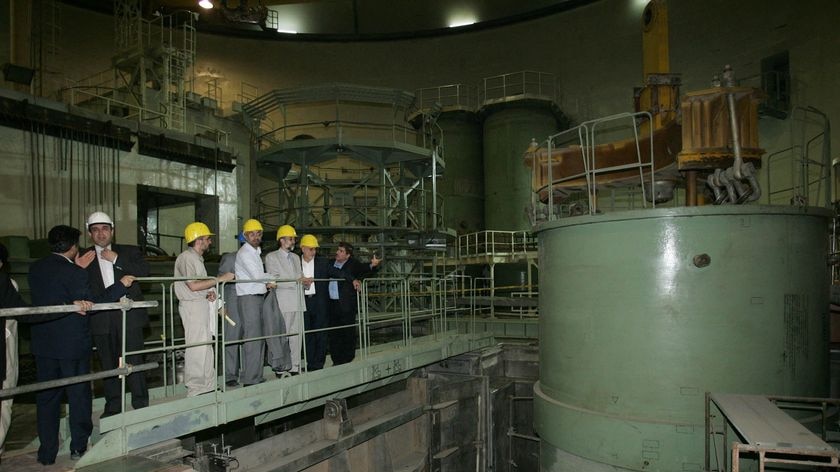 Gholam Ali Haddad-Adel visits the Bushehr nuclear power plant.