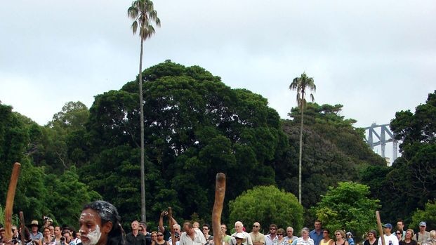 Aboriginal dancers perform at the Woggan-ma-gule ceremony