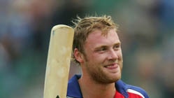 Andrew Flintoff after century v Sri Lanka