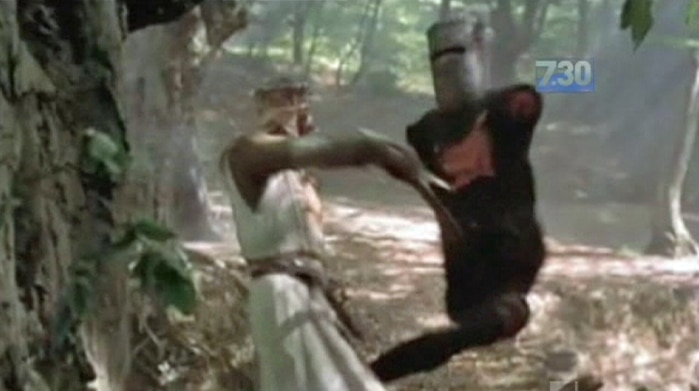 Scene from Monty Python's Black Knight sketch.