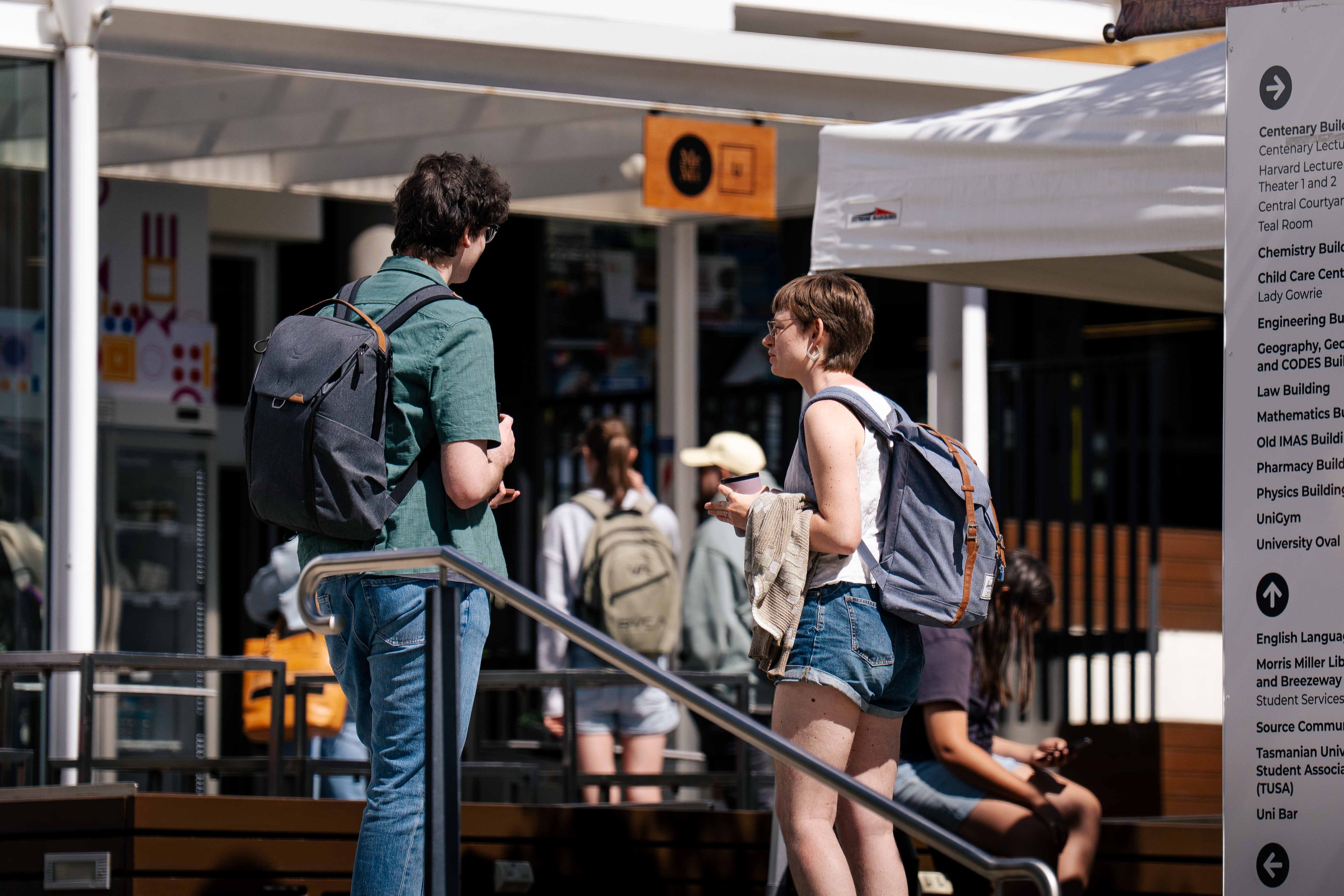 Students gathered on a university campus