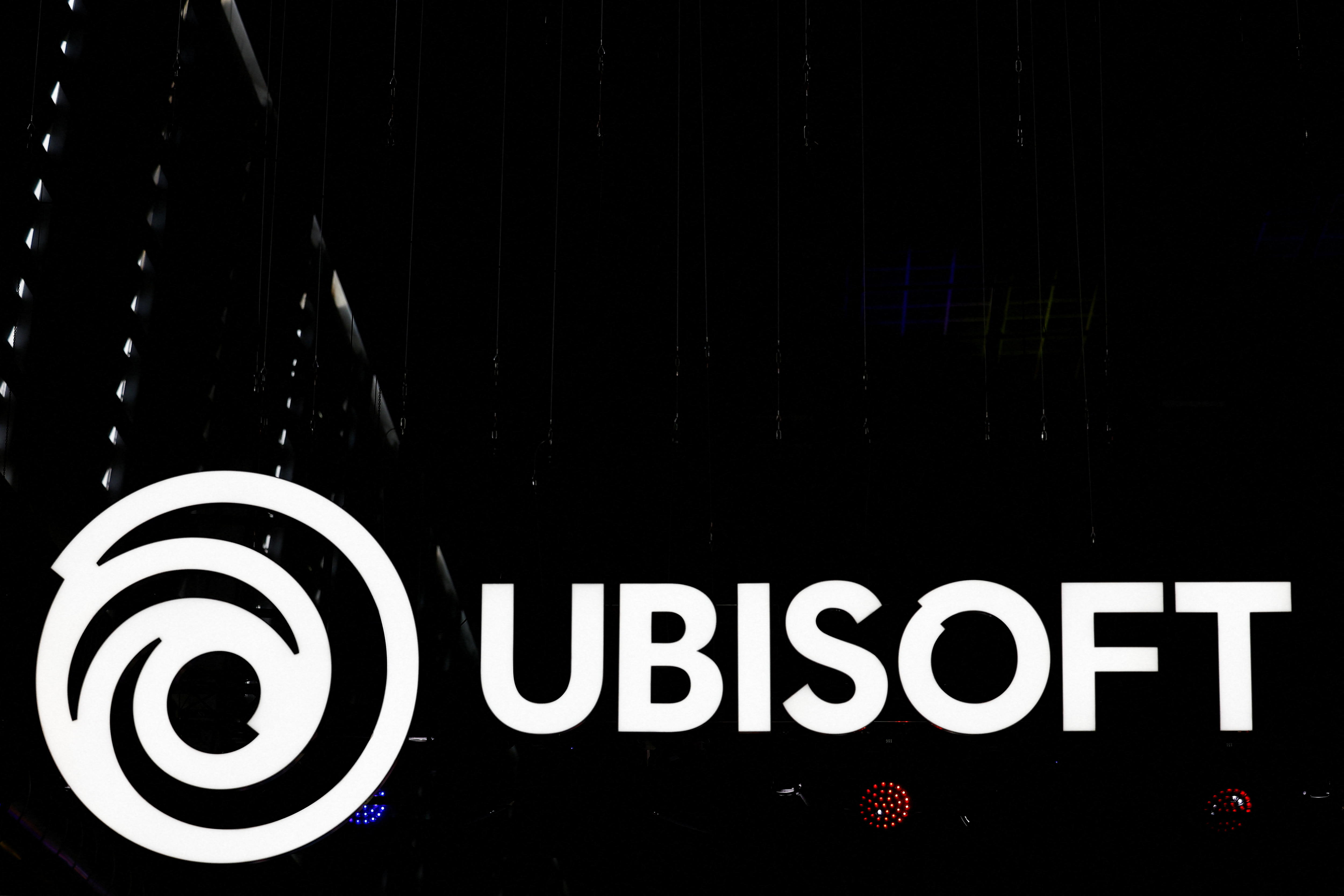 The Ubisoft Entertainment logo is seen in white against a black background