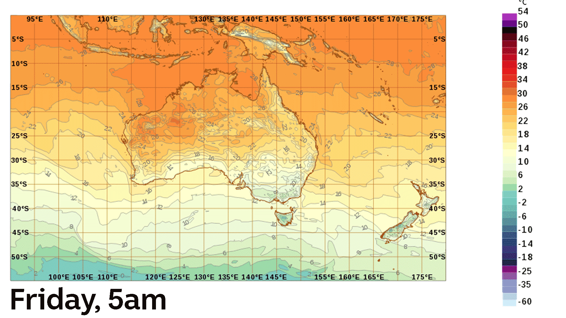 A gif of a temperature weather map