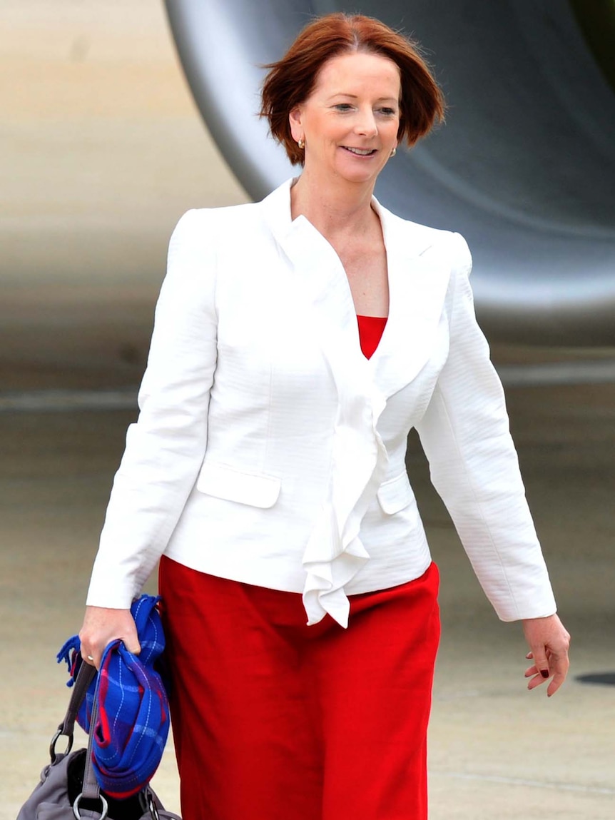 Julia Gillard arrives in Canberra