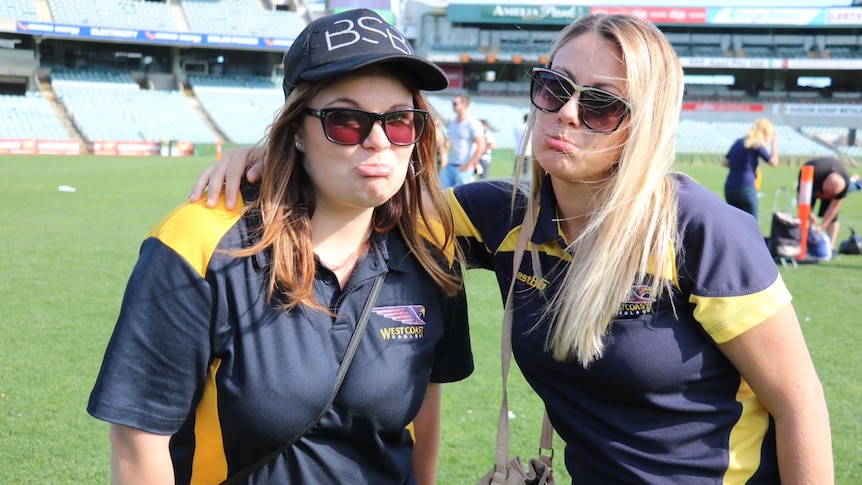 West Coast Eagles fans Anna Taimre and Janelle Robinson