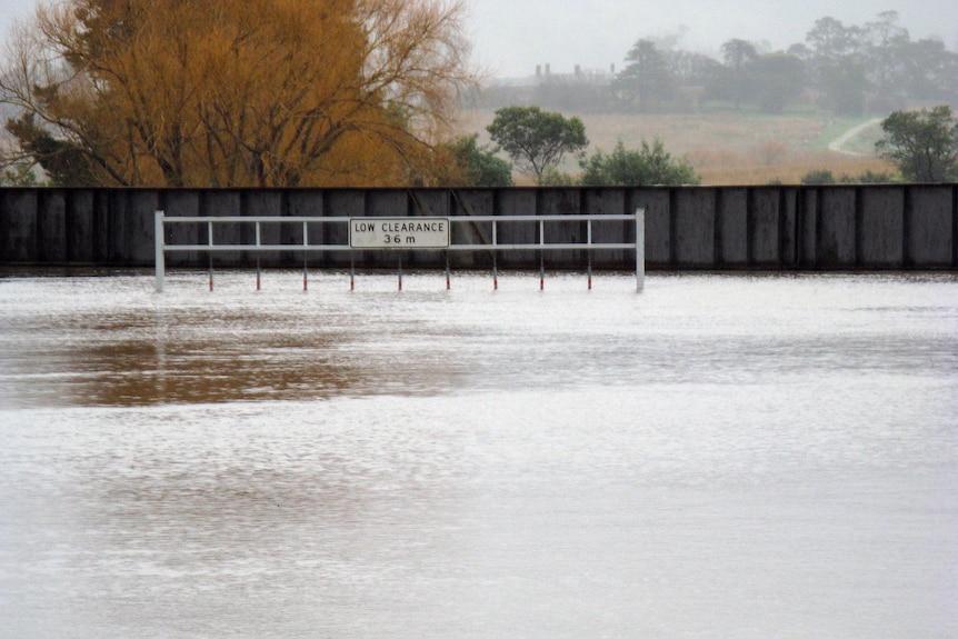Flood water on the rise at Avoca, NE Tasmania
