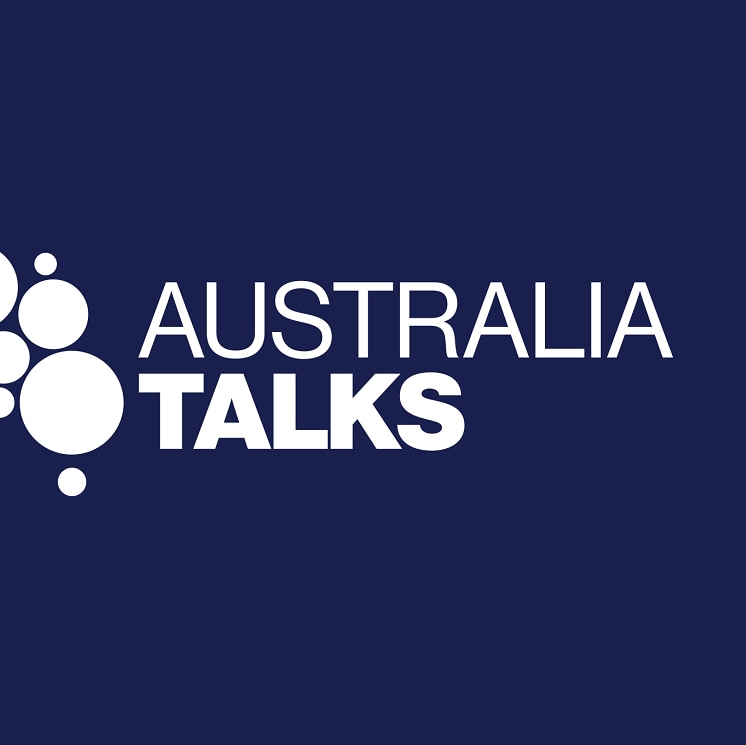 Australia Talks logo, with dots making the shape of Australia