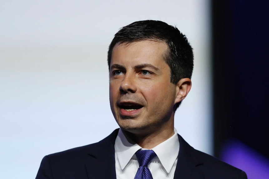 Mayor Pete Buttigieg speaks at the first night of the second Democratic debates