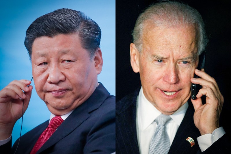 A composite shot of Chinese President Xi Jinping and US President Joe Biden 