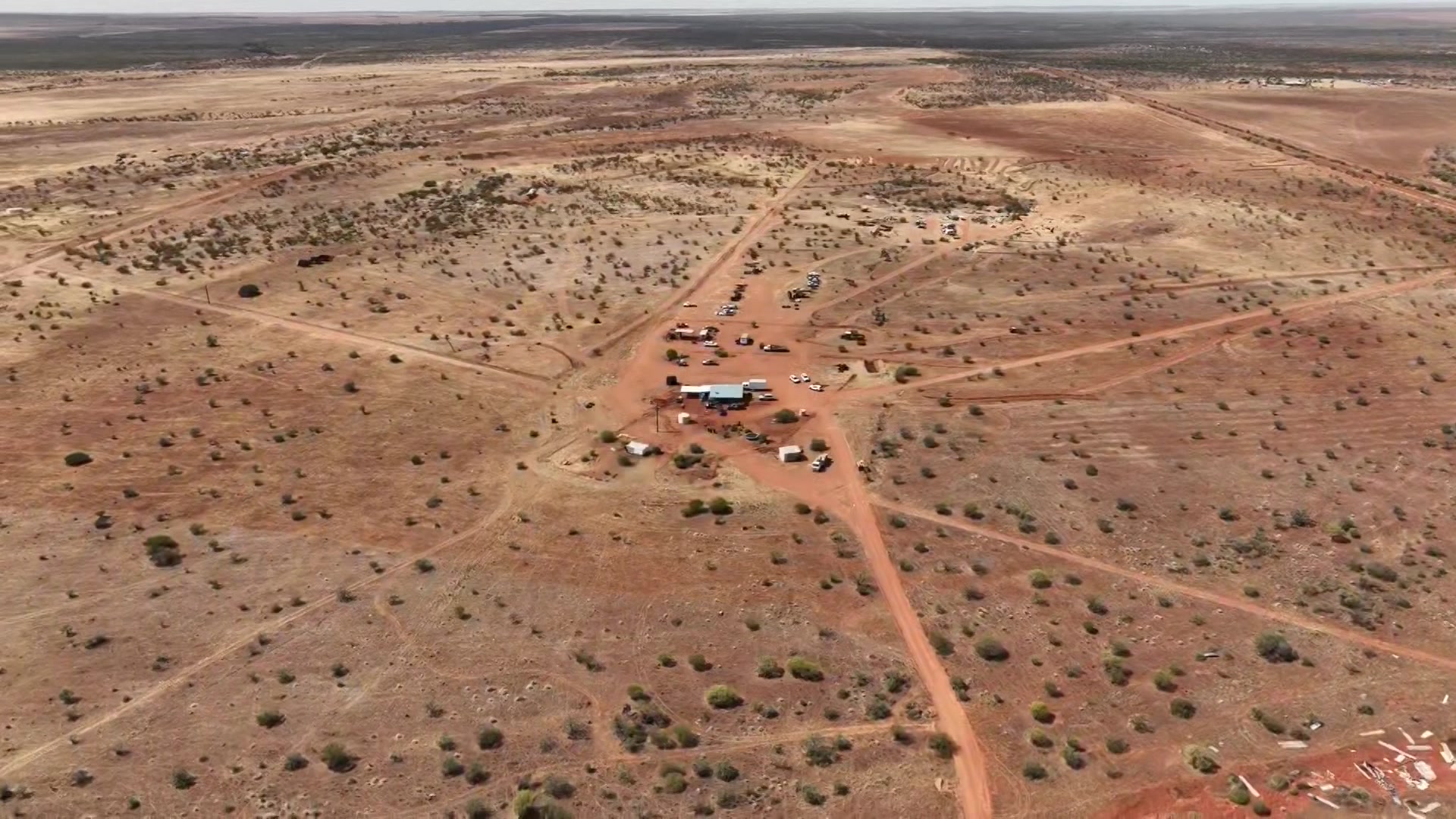 Vista aérea de la propiedad donde una mujer recibió un disparo en la mano al norte de Mullewa.