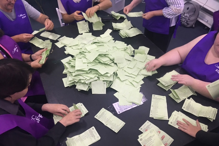 AEC volunteers counting votes in 2018.