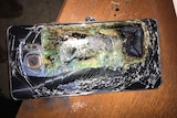 A Samsung Galaxy Note 7 that had caught fire