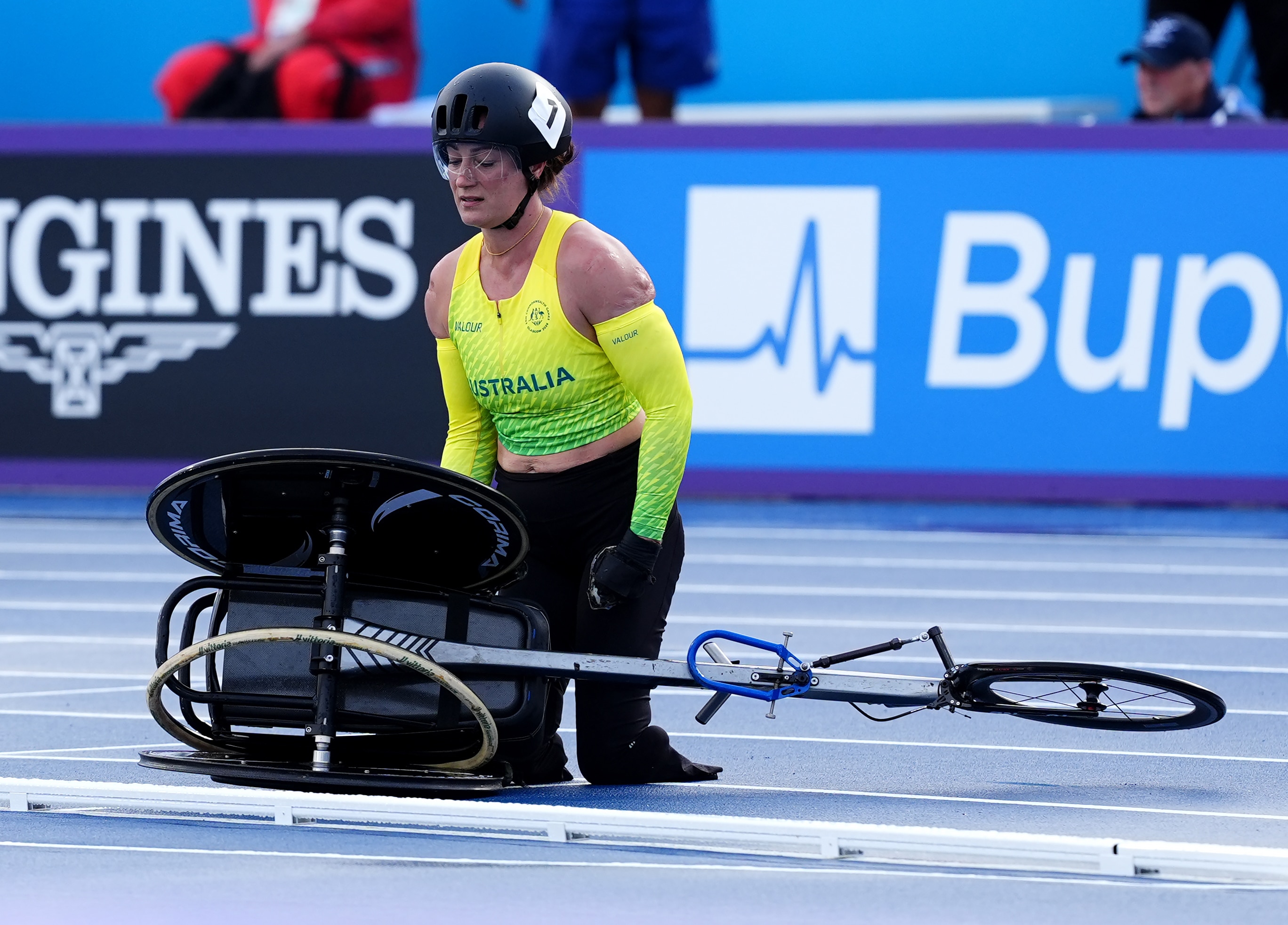 Live: Re-race ordered after Aussie caught up in scary wheelchair crash