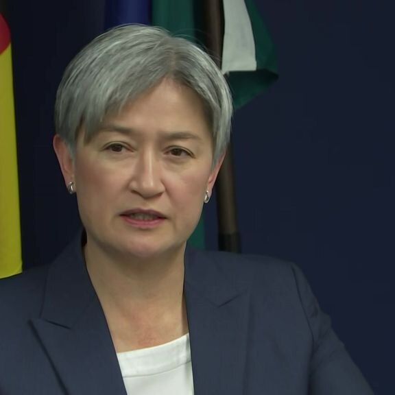 The Foreign Minister Penny Wong speaks during a media conference.