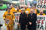 Julie Bishop protests with CFA volunteers