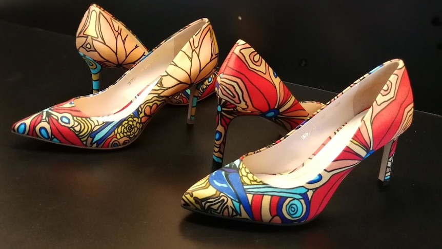 WA-based Noongar artist Peter Farmer's shoes
