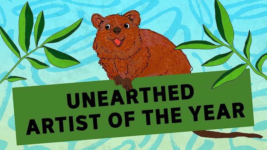 A cartoon quokka peeks over the 'Unearthed Artist Of The Year' text with a blue background.