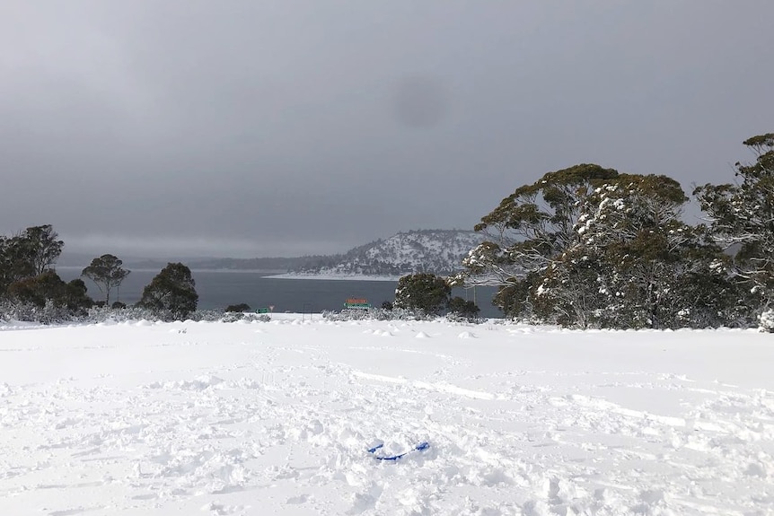 Snow on the ground at Miena