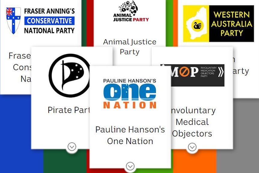 A montage of minor party logos.
