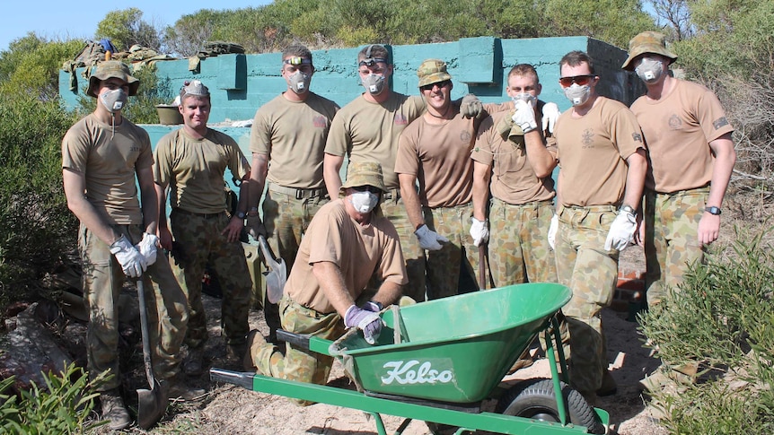 Army reserves volunteering their time at Point Peron, south of Perth