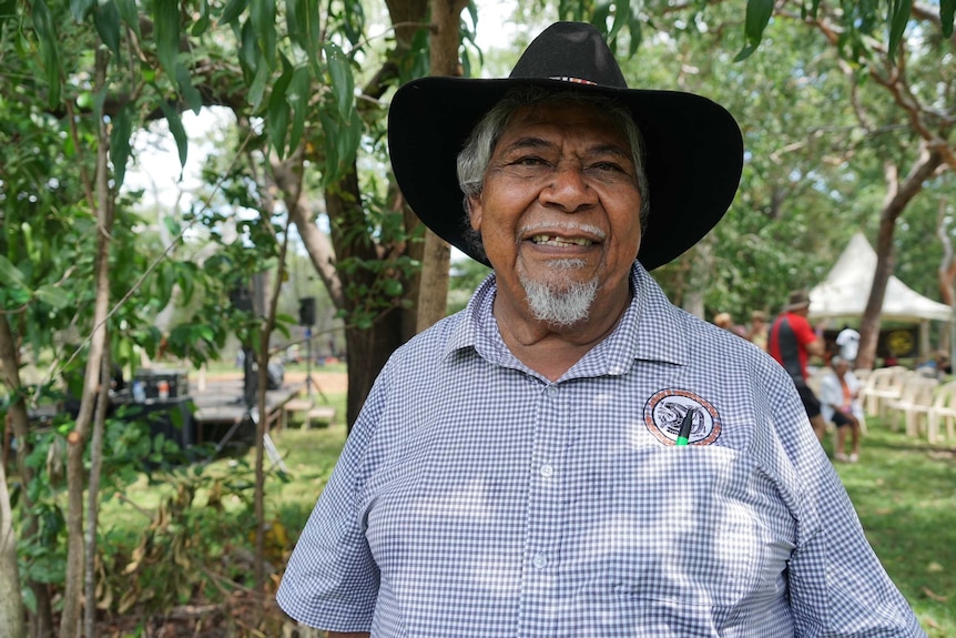 Jawoyn Association member Jack Ah Kit wearing a black hat in the Nitmiluk National Park.