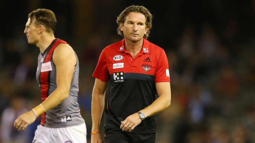 Hird leaves the field against the Demons